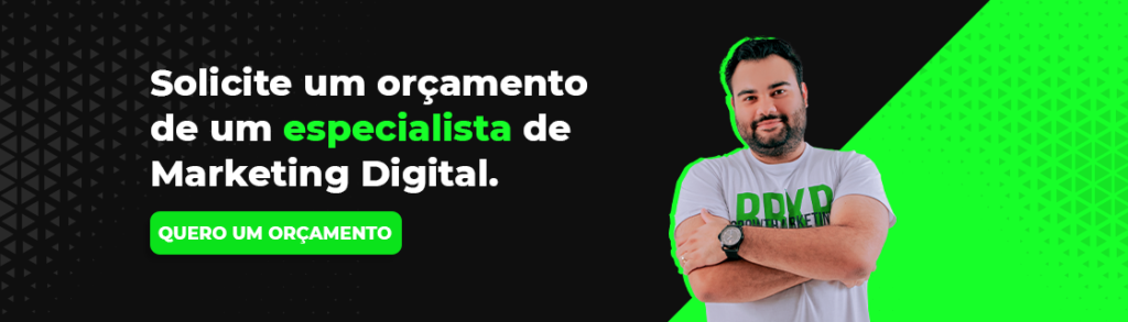 Banner com link para solicitar um orçamento de especialista em marketing e copywriter